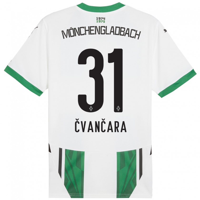 Kandiny Niño Camiseta Tomas Cvancara #31 Blanco Verde 1ª Equipación 2024/25 La Camisa Chile