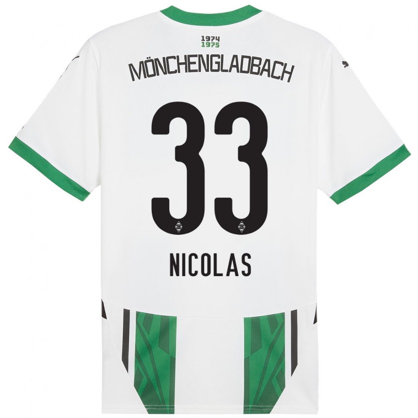 Kandiny Niño Camiseta Moritz Nicolas #33 Blanco Verde 1ª Equipación 2024/25 La Camisa Chile