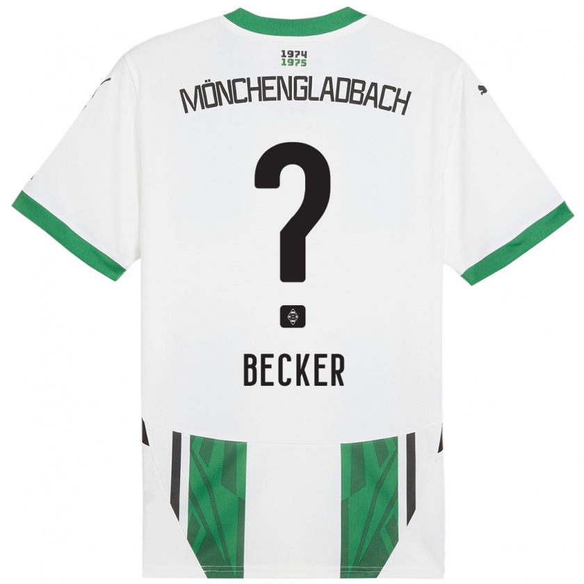 Kandiny Niño Camiseta Benjamin Becker #0 Blanco Verde 1ª Equipación 2024/25 La Camisa Chile