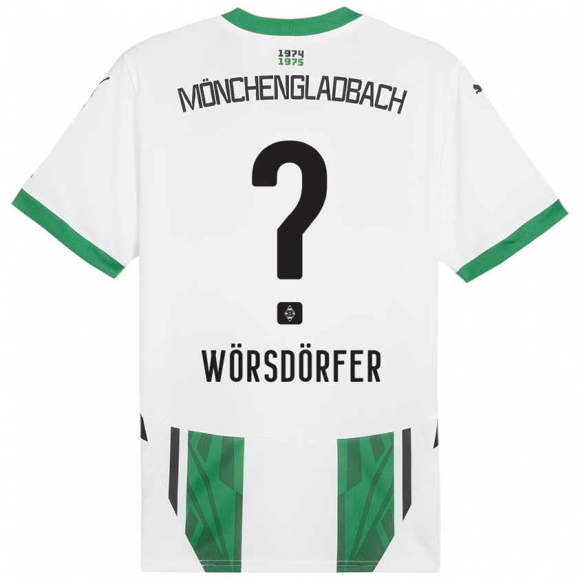 Kandiny Niño Camiseta Len Wörsdörfer #0 Blanco Verde 1ª Equipación 2024/25 La Camisa Chile