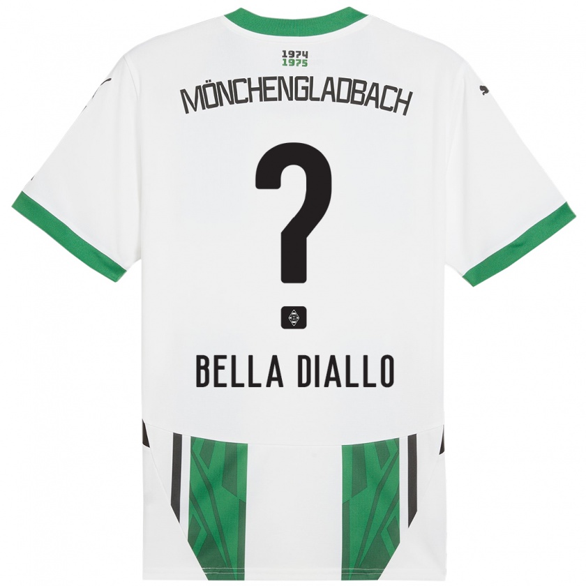 Kandiny Niño Camiseta Oumar Bella Diallo #0 Blanco Verde 1ª Equipación 2024/25 La Camisa Chile