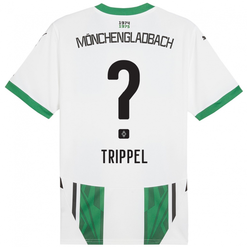 Kandiny Niño Camiseta Marcello Trippel #0 Blanco Verde 1ª Equipación 2024/25 La Camisa Chile