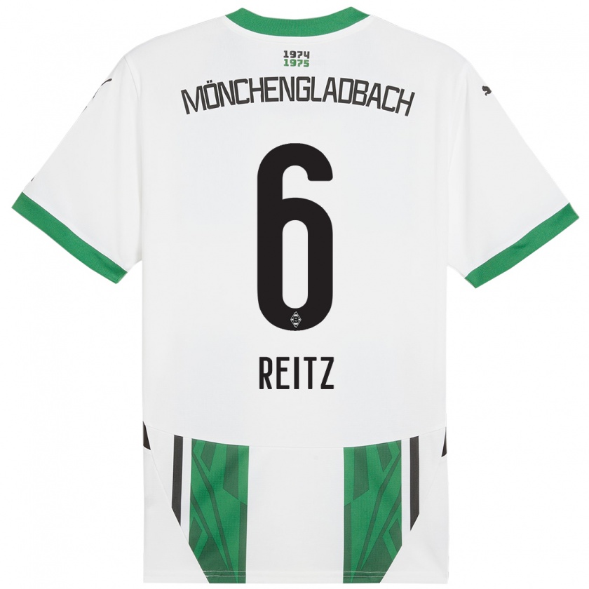 Kandiny Niño Camiseta Tony Reitz #6 Blanco Verde 1ª Equipación 2024/25 La Camisa Chile