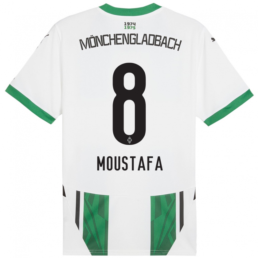 Kandiny Niño Camiseta Moustafa Moustafa #8 Blanco Verde 1ª Equipación 2024/25 La Camisa Chile