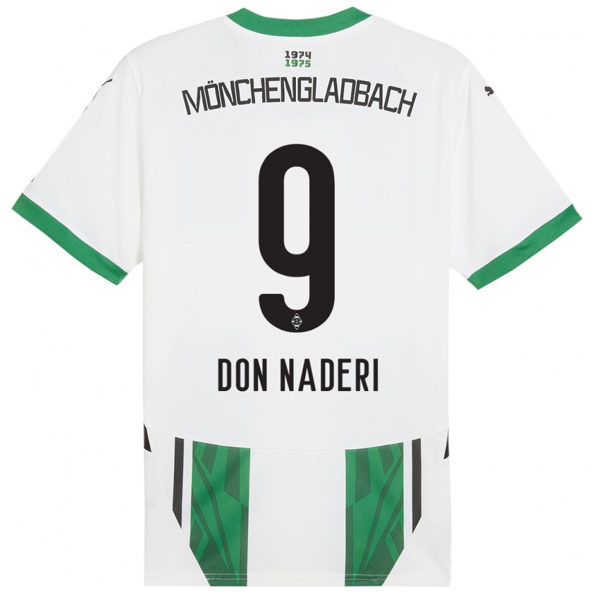 Kandiny Niño Camiseta Ryan Naderi #9 Blanco Verde 1ª Equipación 2024/25 La Camisa Chile