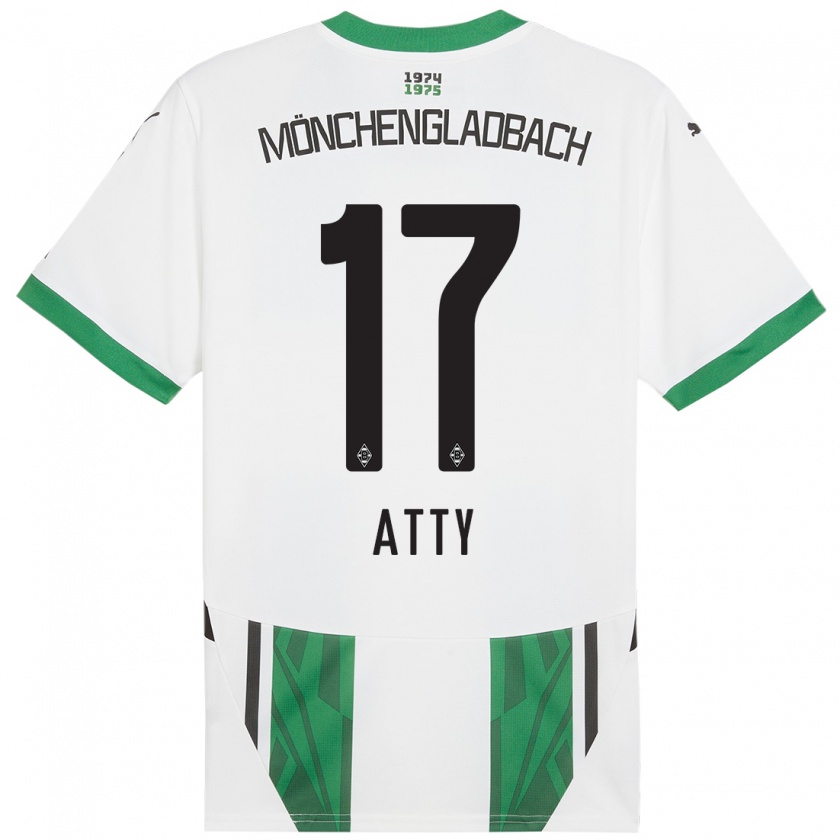 Kandiny Niño Camiseta Yassir Atty #17 Blanco Verde 1ª Equipación 2024/25 La Camisa Chile