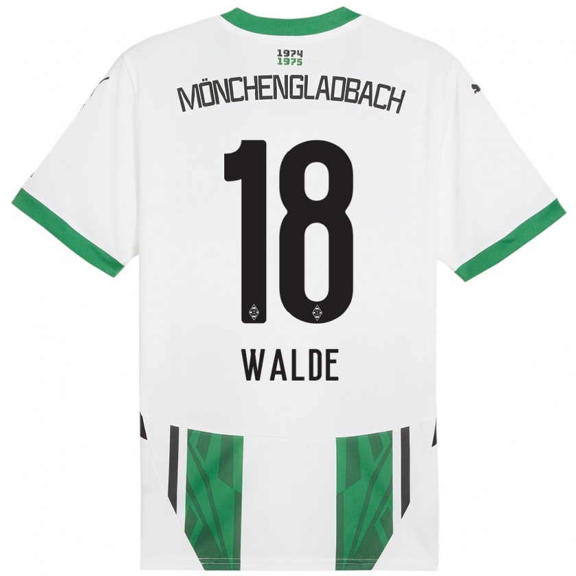 Kandiny Niño Camiseta Simon Walde #18 Blanco Verde 1ª Equipación 2024/25 La Camisa Chile