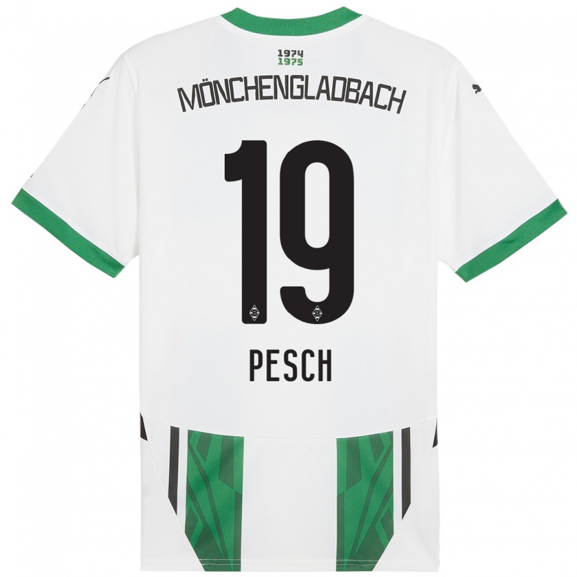 Kandiny Niño Camiseta Noah Pesch #19 Blanco Verde 1ª Equipación 2024/25 La Camisa Chile