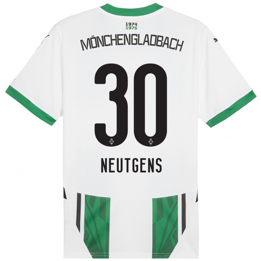 Kandiny Niño Camiseta Maximilian Neutgens #30 Blanco Verde 1ª Equipación 2024/25 La Camisa Chile