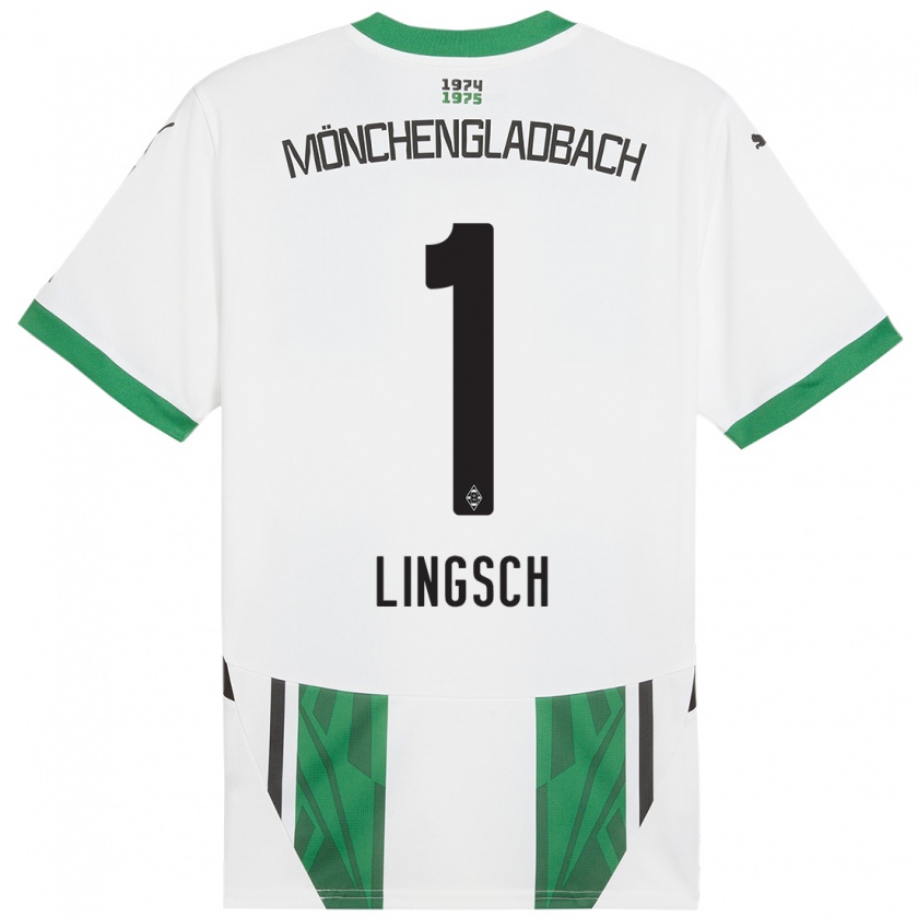 Kandiny Niño Camiseta Tina Lingsch #1 Blanco Verde 1ª Equipación 2024/25 La Camisa Chile