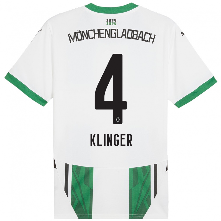 Kandiny Niño Camiseta Nina Klinger #4 Blanco Verde 1ª Equipación 2024/25 La Camisa Chile