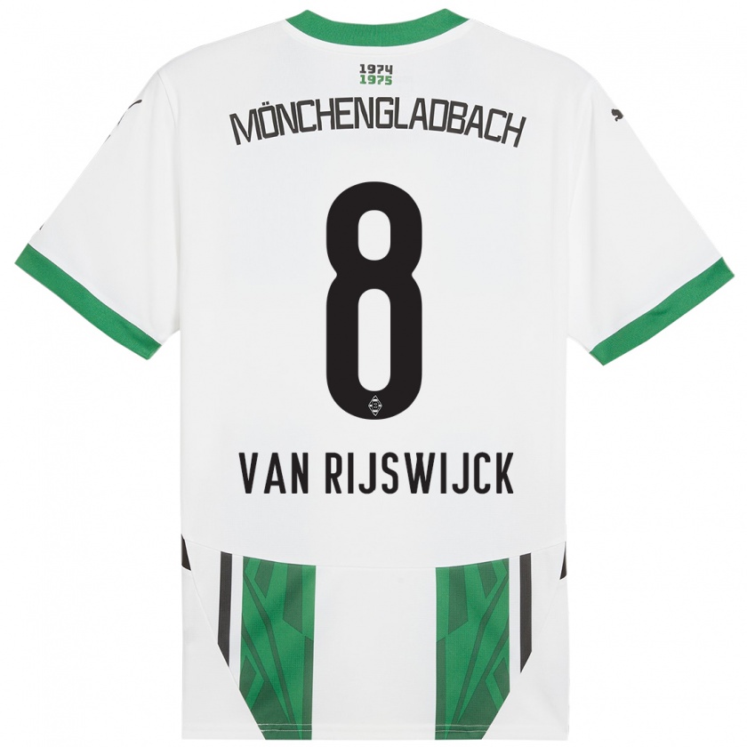 Kandiny Niño Camiseta Britt Van Rijswijck #8 Blanco Verde 1ª Equipación 2024/25 La Camisa Chile