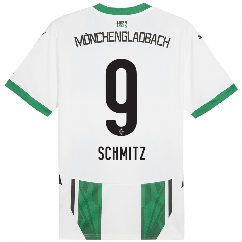 Kandiny Niño Camiseta Sarah Schmitz #9 Blanco Verde 1ª Equipación 2024/25 La Camisa Chile