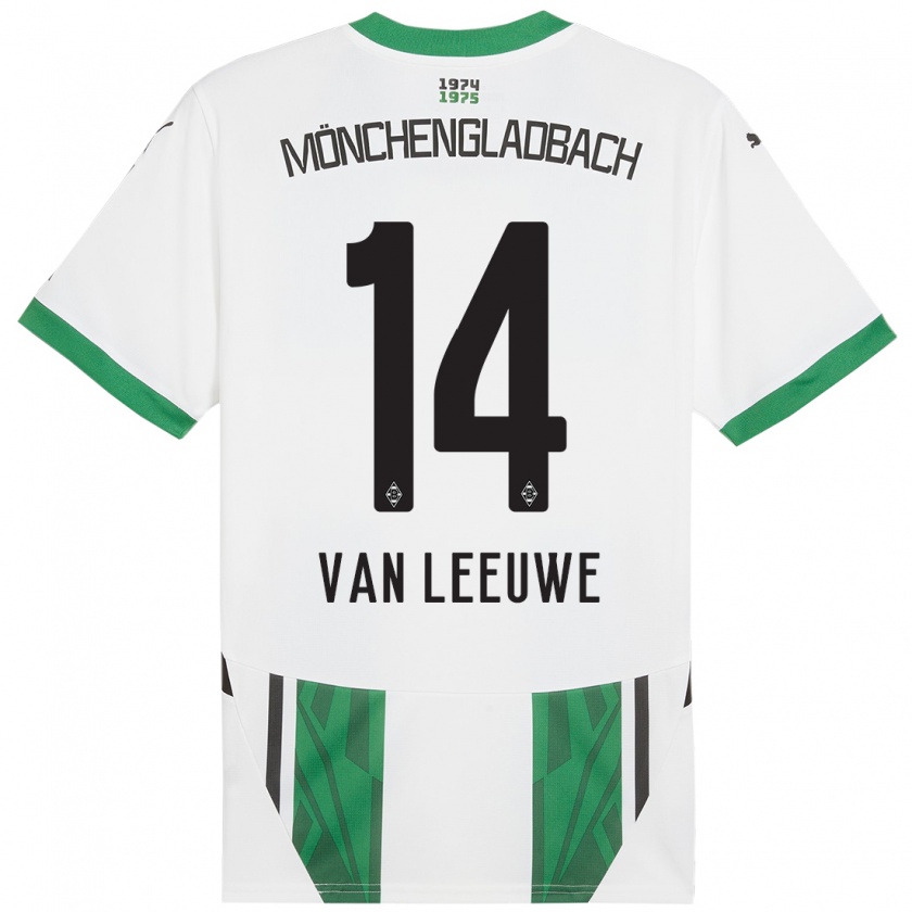 Kandiny Niño Camiseta Kyra Van Leeuwe #14 Blanco Verde 1ª Equipación 2024/25 La Camisa Chile