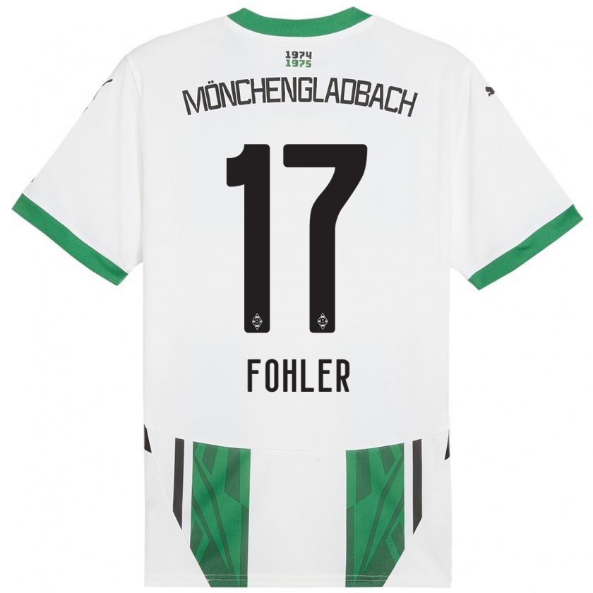 Kandiny Niño Camiseta Selma Fohler #17 Blanco Verde 1ª Equipación 2024/25 La Camisa Chile