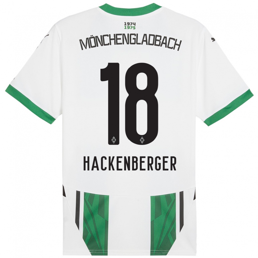 Kandiny Niño Camiseta Jessica Hackenberger #18 Blanco Verde 1ª Equipación 2024/25 La Camisa Chile