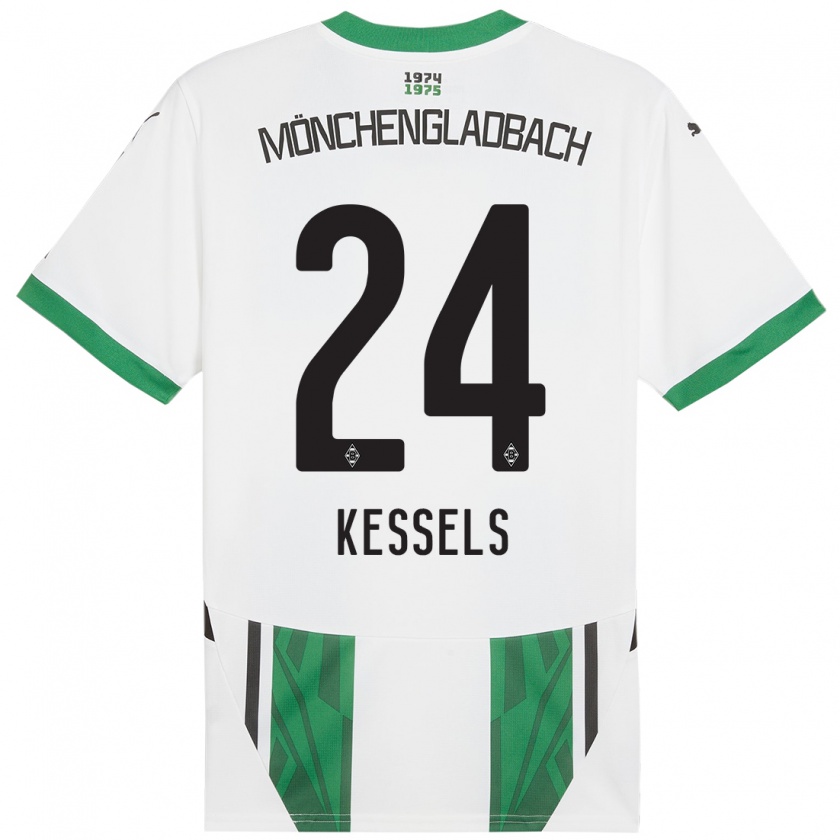 Kandiny Niño Camiseta Imke Kessels #24 Blanco Verde 1ª Equipación 2024/25 La Camisa Chile