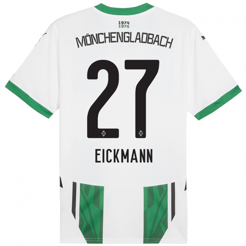 Kandiny Niño Camiseta Mia Eickmann #27 Blanco Verde 1ª Equipación 2024/25 La Camisa Chile