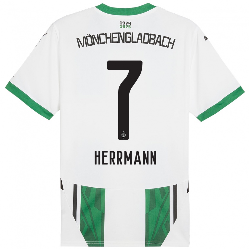 Kandiny Niño Camiseta Patrick Herrmann #7 Blanco Verde 1ª Equipación 2024/25 La Camisa Chile