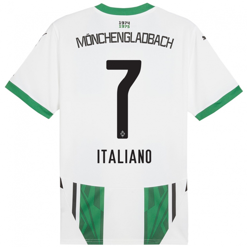 Kandiny Niño Camiseta Jacob Italiano #7 Blanco Verde 1ª Equipación 2024/25 La Camisa Chile