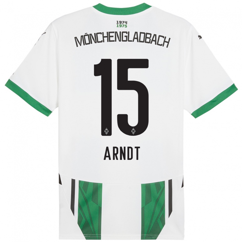 Kandiny Niño Camiseta Leo Arndt #15 Blanco Verde 1ª Equipación 2024/25 La Camisa Chile