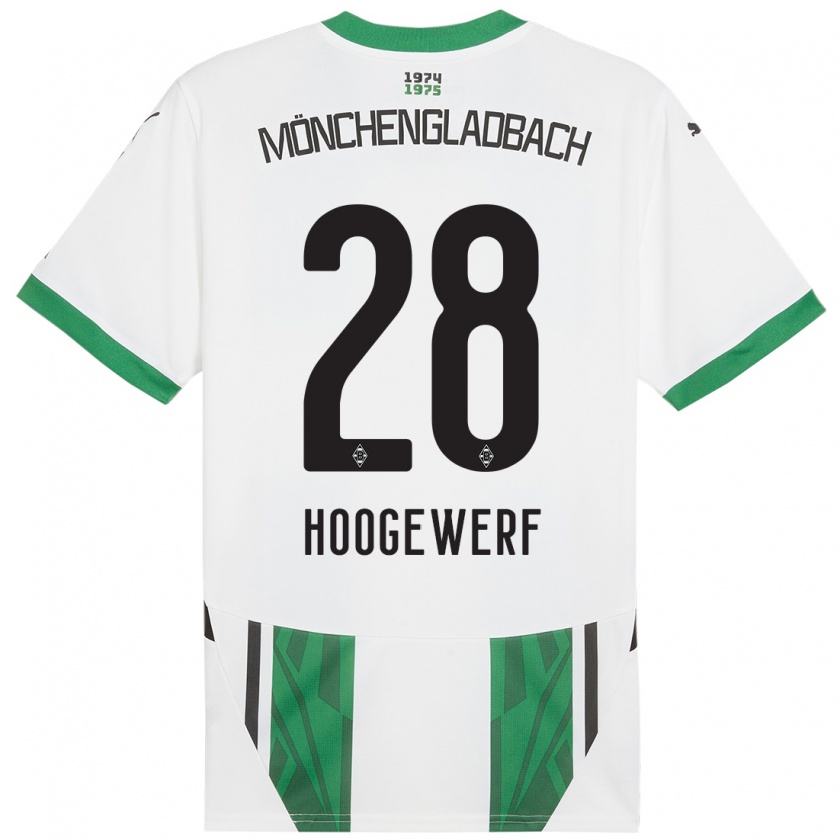 Kandiny Niño Camiseta Dillon Hoogewerf #28 Blanco Verde 1ª Equipación 2024/25 La Camisa Chile