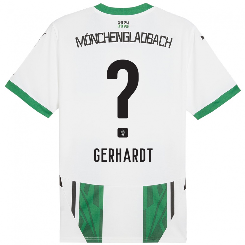 Kandiny Niño Camiseta Konstantin Gerhardt #0 Blanco Verde 1ª Equipación 2024/25 La Camisa Chile