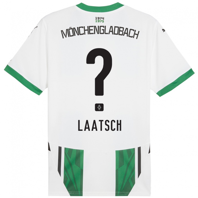 Kandiny Niño Camiseta Leonard Laatsch #0 Blanco Verde 1ª Equipación 2024/25 La Camisa Chile