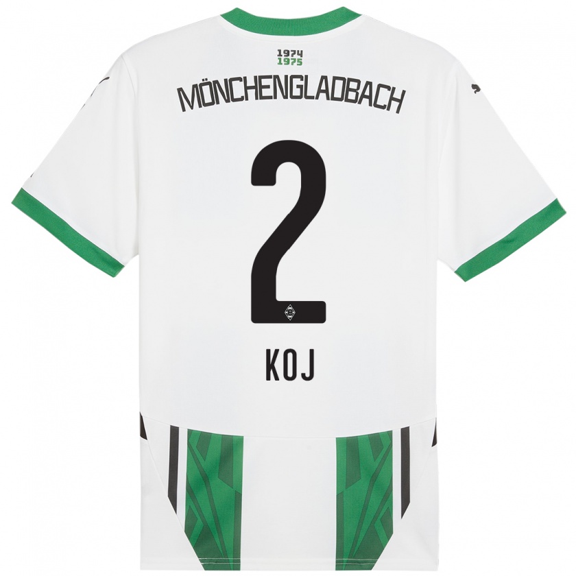 Kandiny Niño Camiseta Julia Koj #2 Blanco Verde 1ª Equipación 2024/25 La Camisa Chile