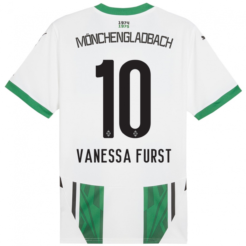 Kandiny Niño Camiseta Vanessa Fürst #10 Blanco Verde 1ª Equipación 2024/25 La Camisa Chile