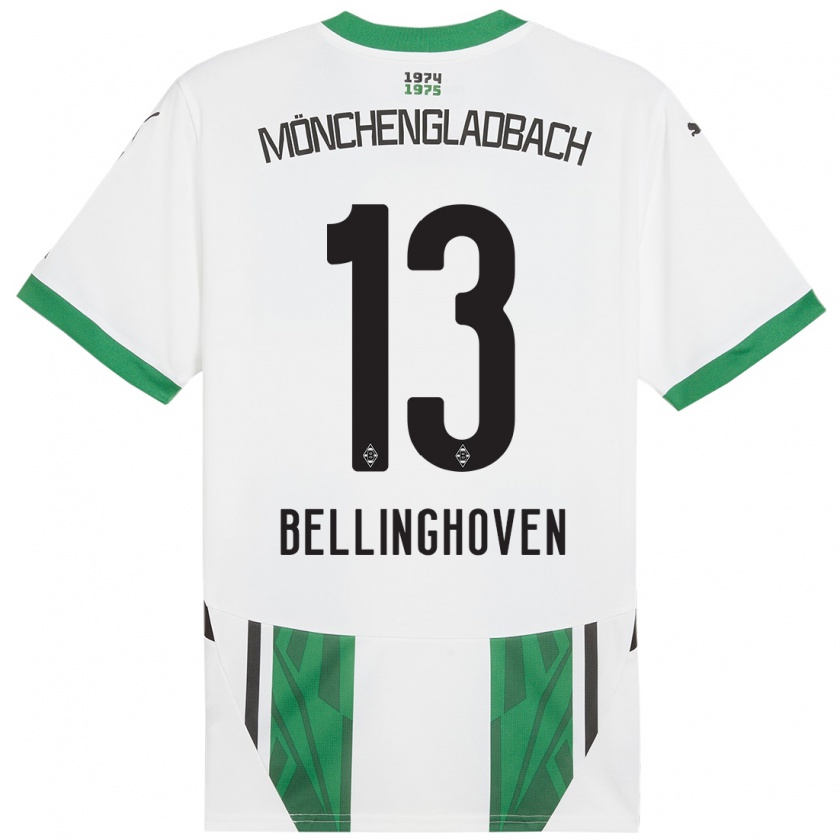 Kandiny Niño Camiseta Christina Bellinghoven #13 Blanco Verde 1ª Equipación 2024/25 La Camisa Chile