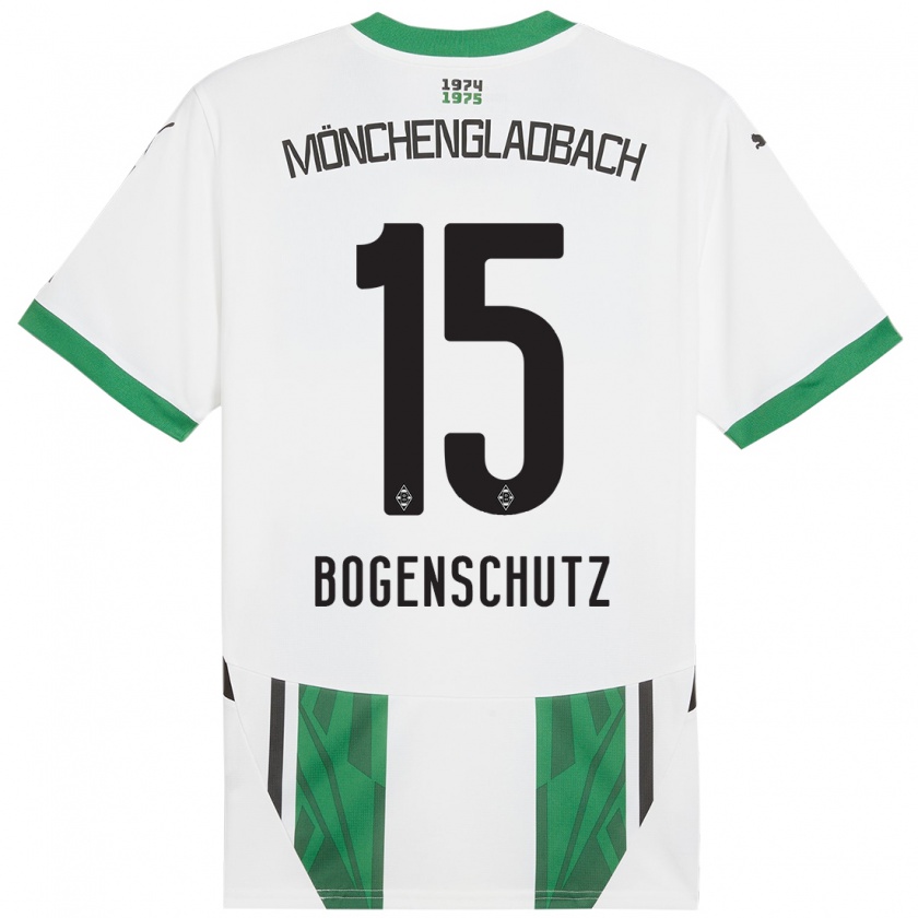 Kandiny Niño Camiseta Kerstin Bogenschutz #15 Blanco Verde 1ª Equipación 2024/25 La Camisa Chile