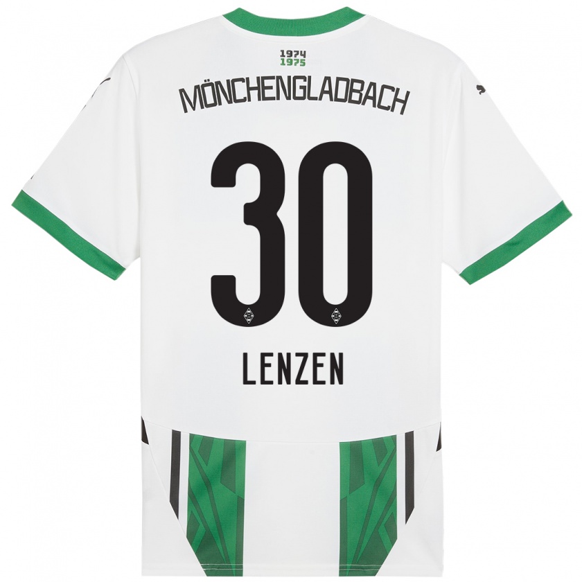 Kandiny Niño Camiseta Hannah Lenzen #30 Blanco Verde 1ª Equipación 2024/25 La Camisa Chile