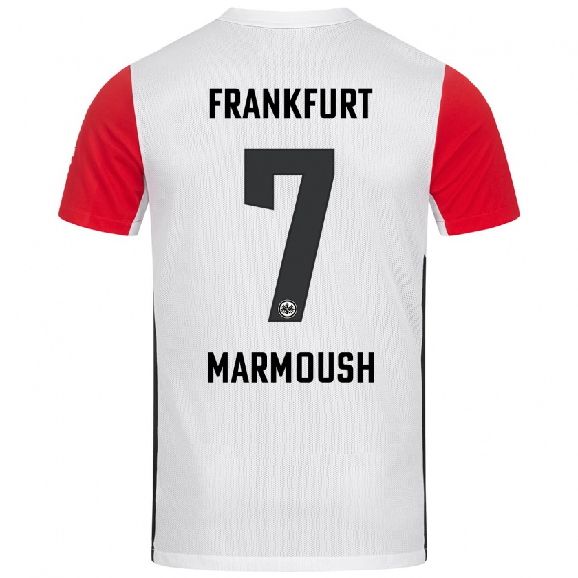 Kandiny Niño Camiseta Omar Marmoush #7 Blanco Rojo 1ª Equipación 2024/25 La Camisa Chile