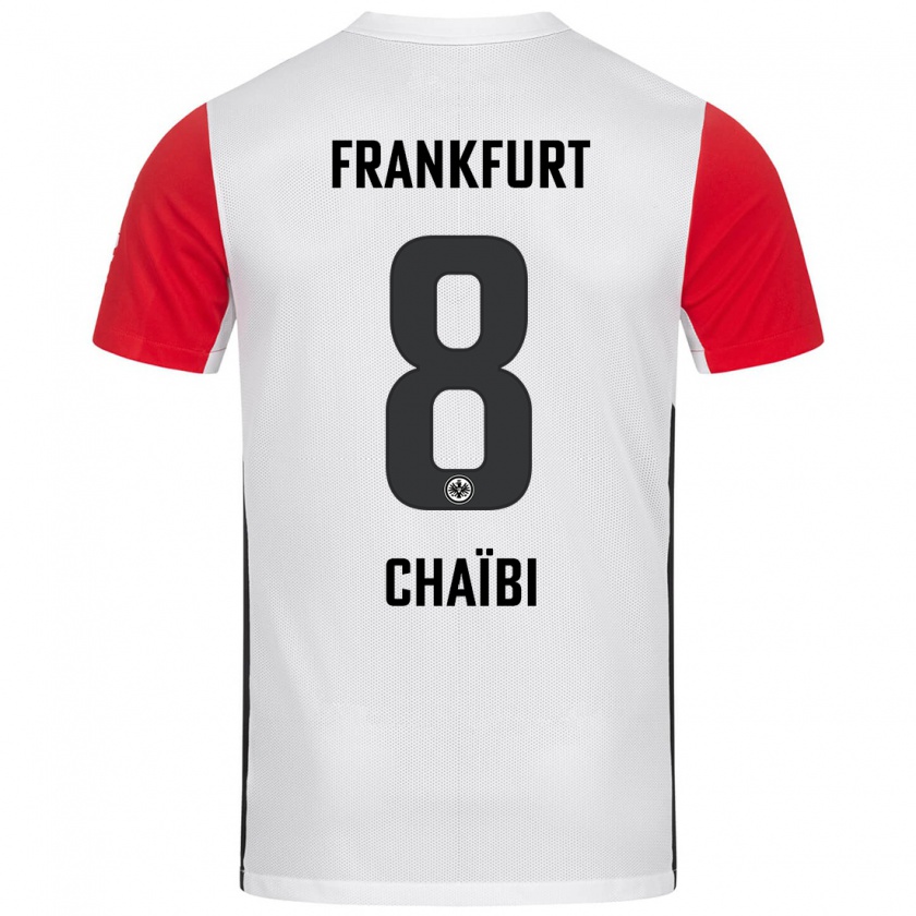 Kandiny Niño Camiseta Farès Chaïbi #8 Blanco Rojo 1ª Equipación 2024/25 La Camisa Chile