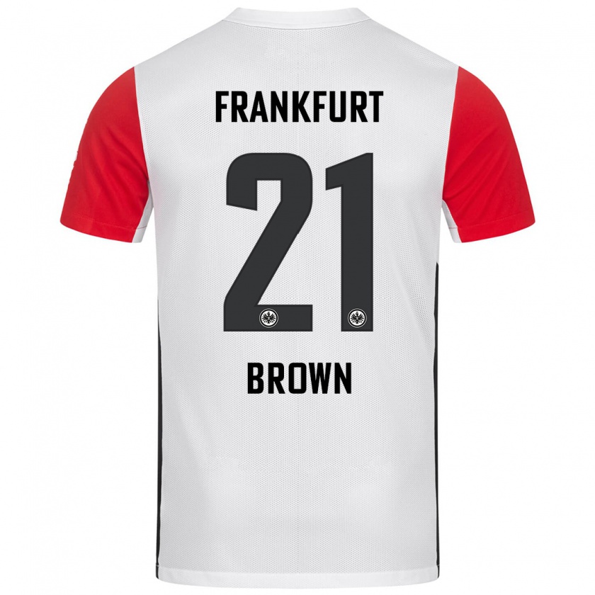 Kandiny Niño Camiseta Nathaniel Brown #21 Blanco Rojo 1ª Equipación 2024/25 La Camisa Chile