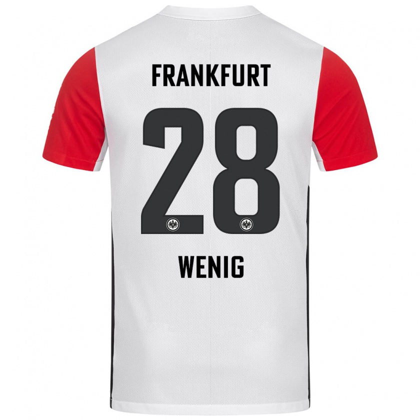 Kandiny Niño Camiseta Marcel Wenig #28 Blanco Rojo 1ª Equipación 2024/25 La Camisa Chile