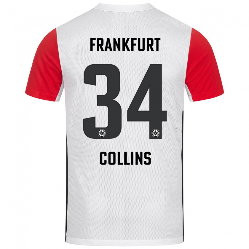 Kandiny Niño Camiseta Nnamdi Collins #34 Blanco Rojo 1ª Equipación 2024/25 La Camisa Chile