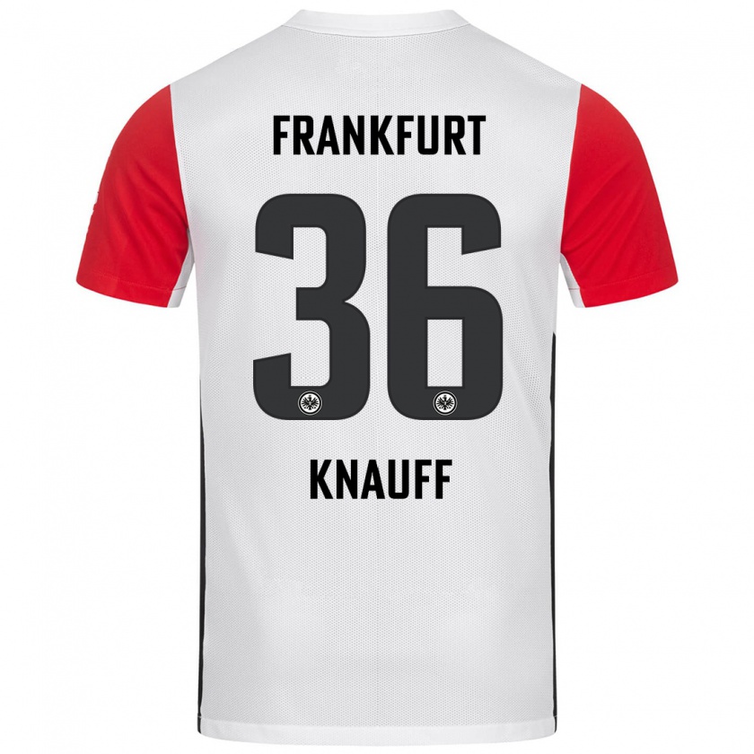 Kandiny Niño Camiseta Ansgar Knauff #36 Blanco Rojo 1ª Equipación 2024/25 La Camisa Chile