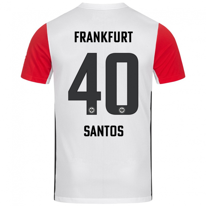 Kandiny Niño Camiseta Kauã Santos #40 Blanco Rojo 1ª Equipación 2024/25 La Camisa Chile