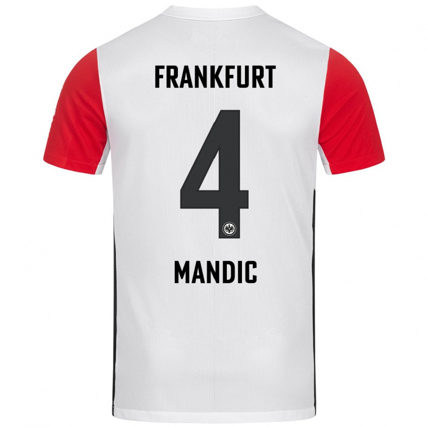 Kandiny Niño Camiseta Kristian Mandic #4 Blanco Rojo 1ª Equipación 2024/25 La Camisa Chile