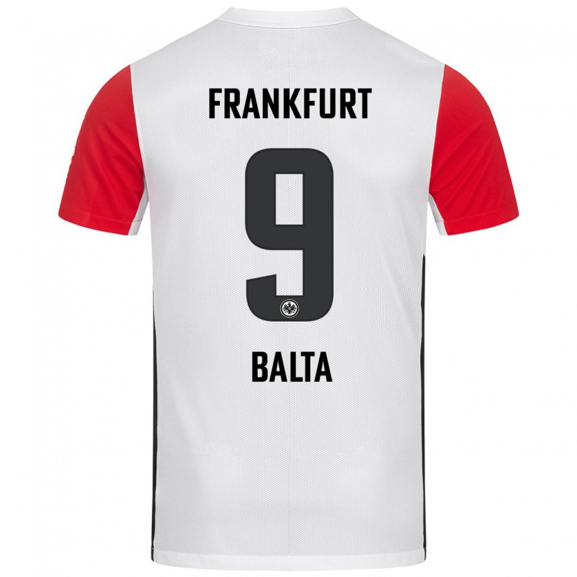 Kandiny Niño Camiseta Sahin Balta #9 Blanco Rojo 1ª Equipación 2024/25 La Camisa Chile