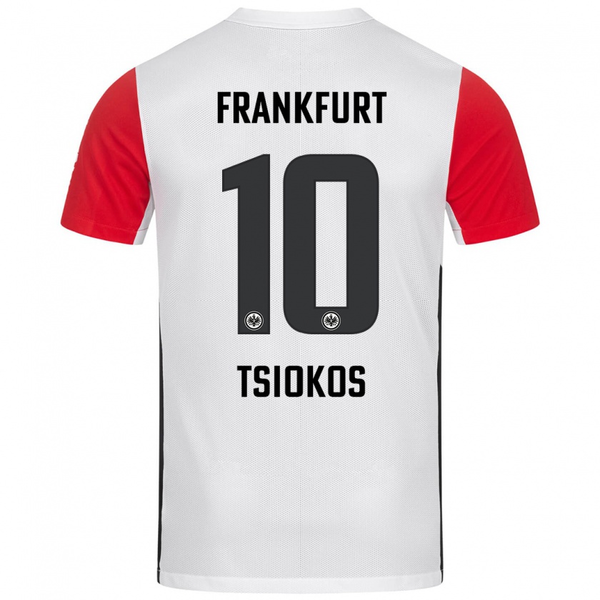 Kandiny Niño Camiseta Leonidas Ilias Tsiokos #10 Blanco Rojo 1ª Equipación 2024/25 La Camisa Chile