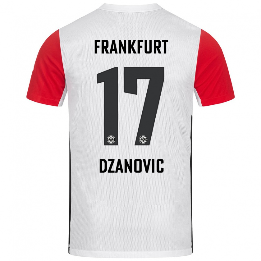 Kandiny Niño Camiseta Benjamin Dzanovic #17 Blanco Rojo 1ª Equipación 2024/25 La Camisa Chile