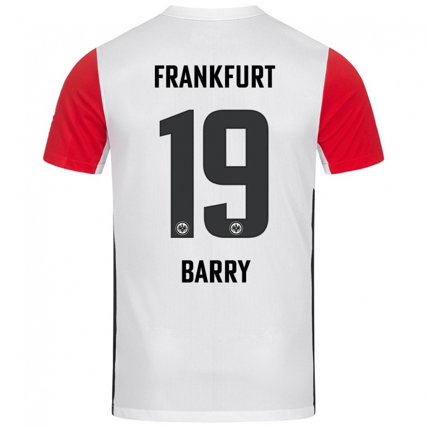 Kandiny Niño Camiseta Jasha Barry #19 Blanco Rojo 1ª Equipación 2024/25 La Camisa Chile