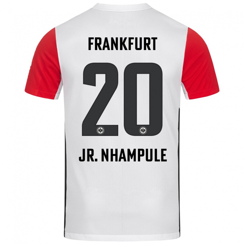 Kandiny Niño Camiseta Antonio Junior Nhampule #20 Blanco Rojo 1ª Equipación 2024/25 La Camisa Chile