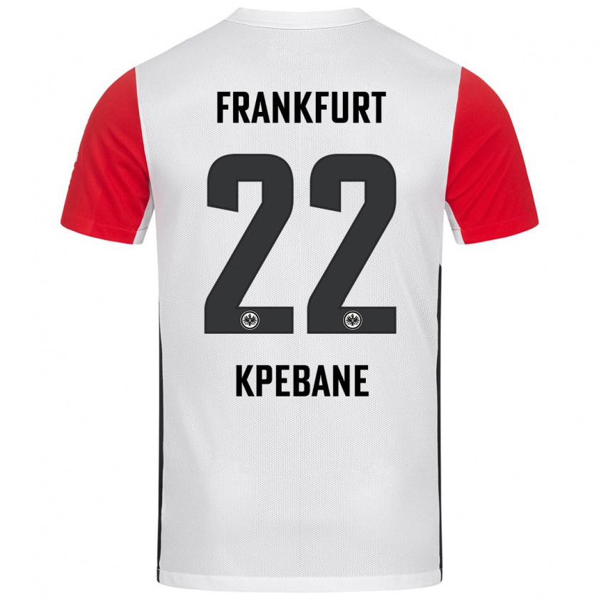 Kandiny Niño Camiseta Tamiou Kpebane #22 Blanco Rojo 1ª Equipación 2024/25 La Camisa Chile