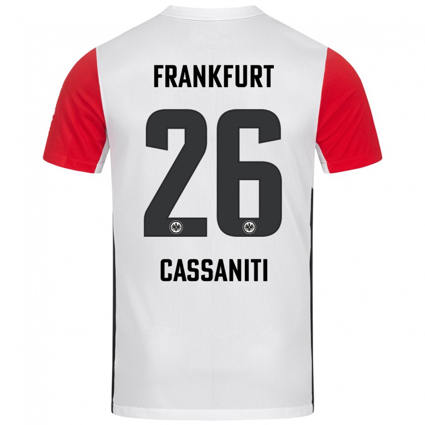 Kandiny Niño Camiseta Nino Cassaniti #26 Blanco Rojo 1ª Equipación 2024/25 La Camisa Chile