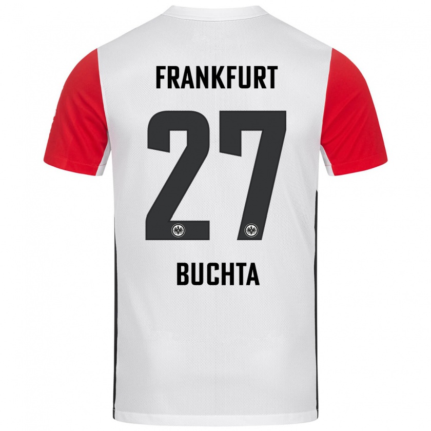 Kandiny Niño Camiseta Philip Buchta #27 Blanco Rojo 1ª Equipación 2024/25 La Camisa Chile