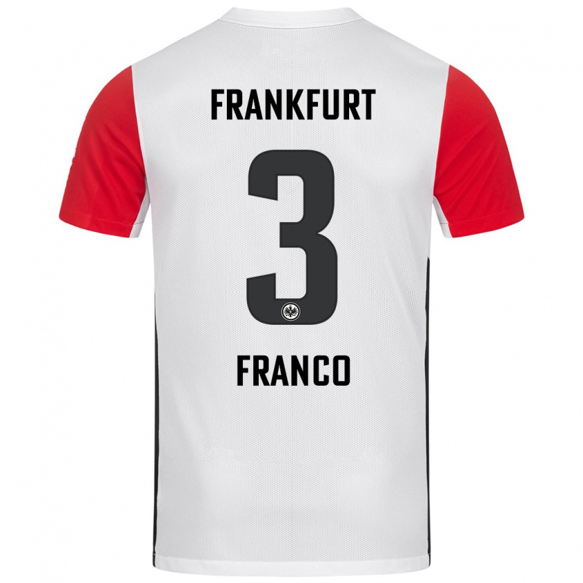 Kandiny Niño Camiseta Giuseppe Franco #3 Blanco Rojo 1ª Equipación 2024/25 La Camisa Chile